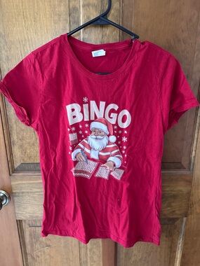 Red 'BINGO' Santa Graphic Tee